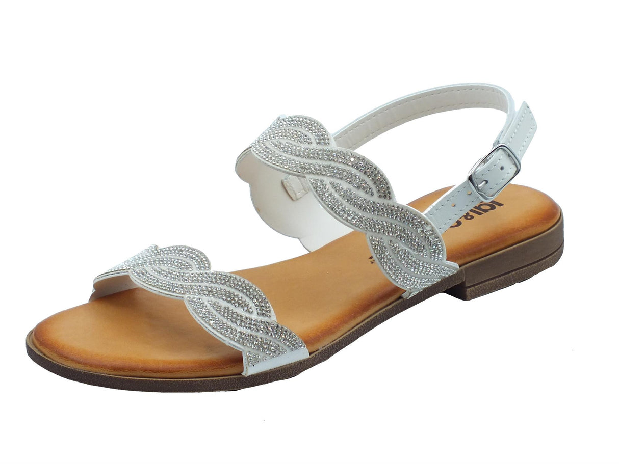 Igi&Co Igi&Co 5682544 Vitello Latte Sandali per Donna in pelle con brillantini argento tacco basso Latte