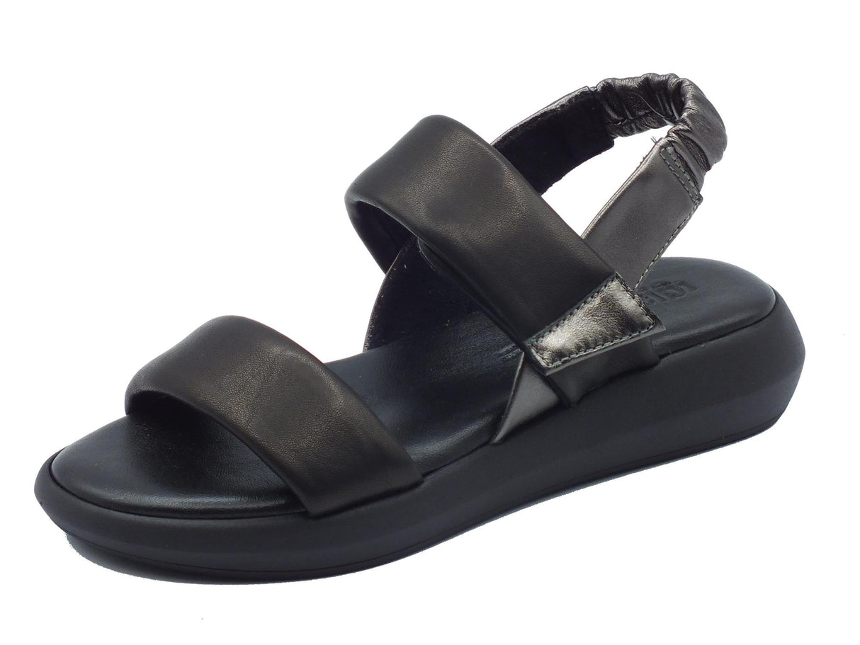 Igi&Co Igi&Co 5684400 Capra Nero Sandali per Donna in pelle con zeppa bassa e strappo Nero
