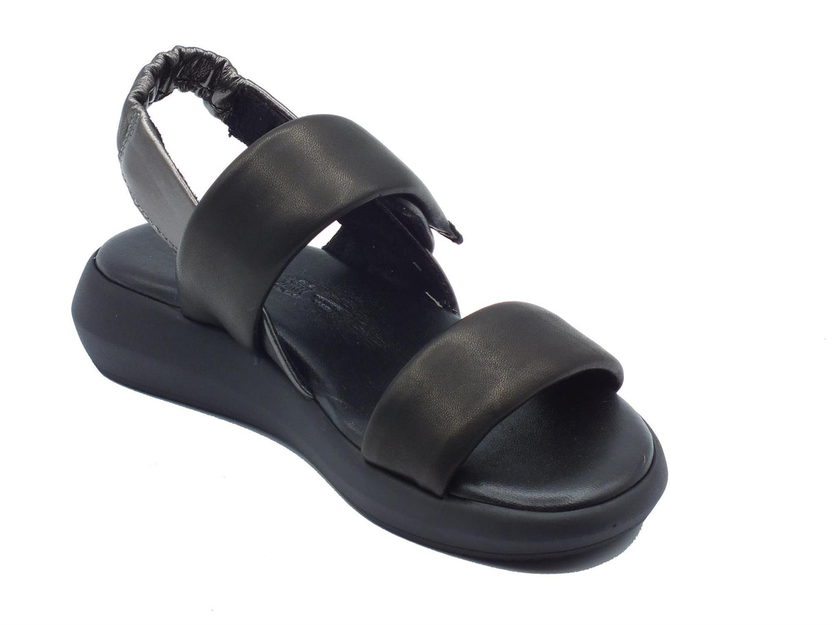 Igi&Co Igi&Co 5684400 Capra Nero Sandali per Donna in pelle con zeppa bassa e strappo Nero