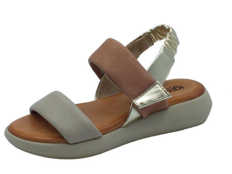 Igi&Co Igi&Co 5684422 Capra Marrone-Salvia Sandali per Donna in pelle con zeppa bassa e strappo Marrone-Salvia