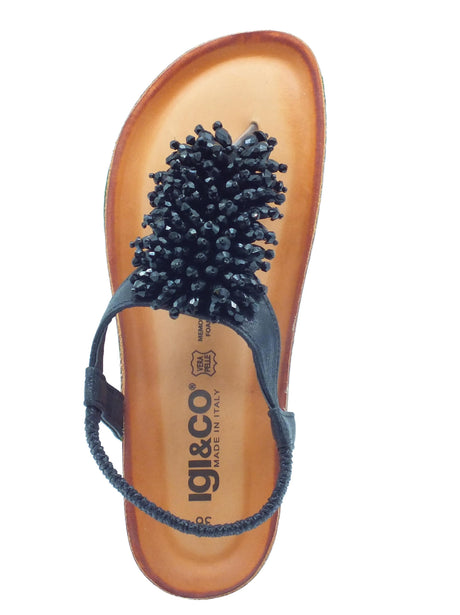 Igi&Co Igi&Co 5698400 Nappa Laminato Nero Infradito per Donna in pelle con zeppa bassa Nero