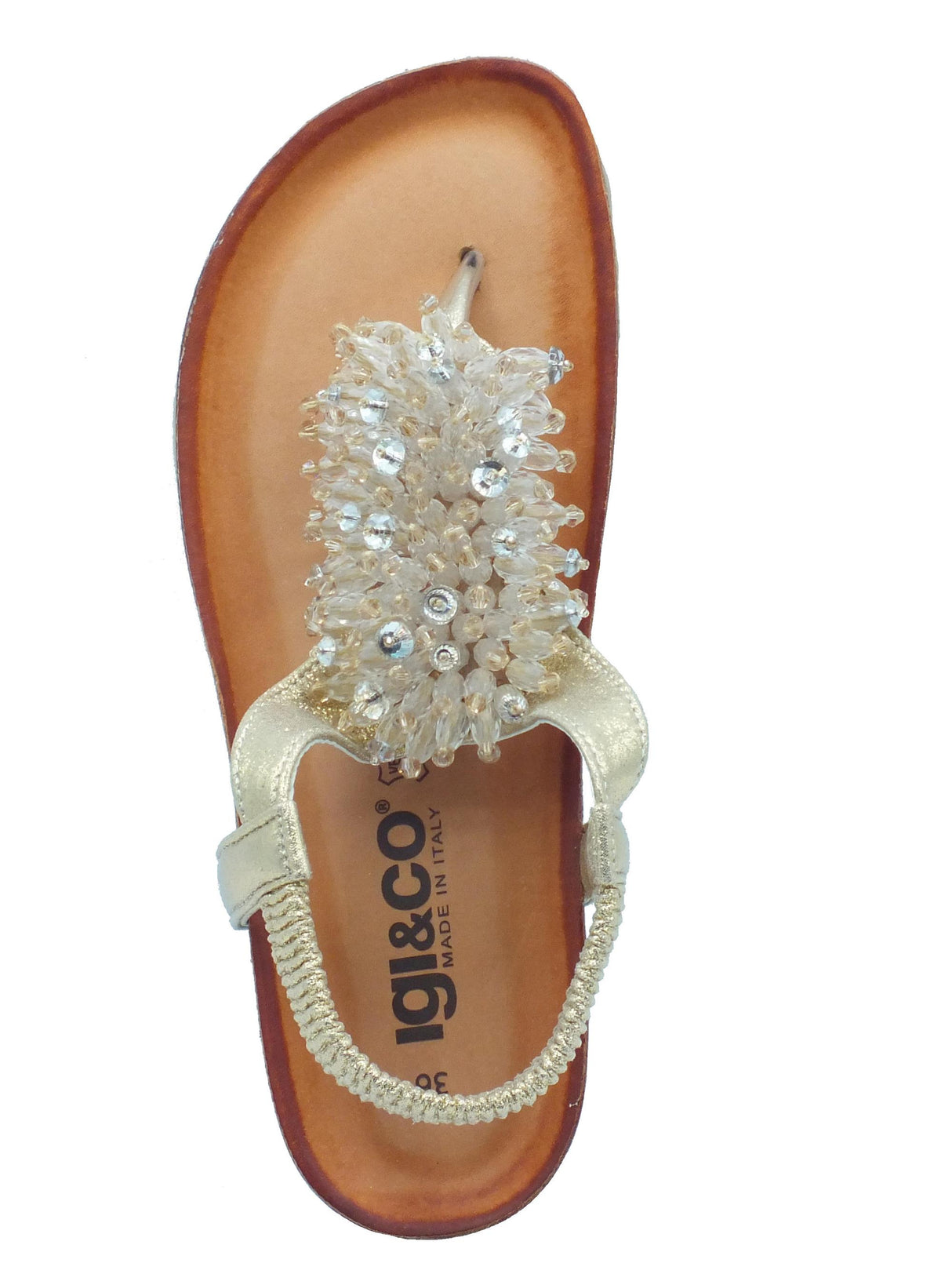 Igi&Co Igi&Co 5698422 Nappa Laminato Platino Infradito per Donna in pelle con zeppa bassa Platino