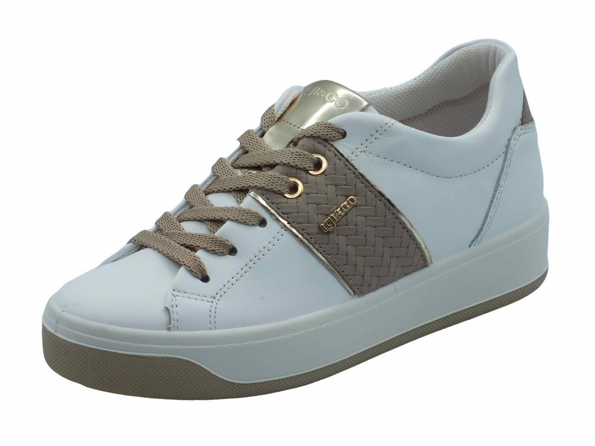 Igi&Co Igi&Co 5658500 Nappa Soft Bianco Sneakers sportive per Donna in pelle con zeppa bassa Bianco