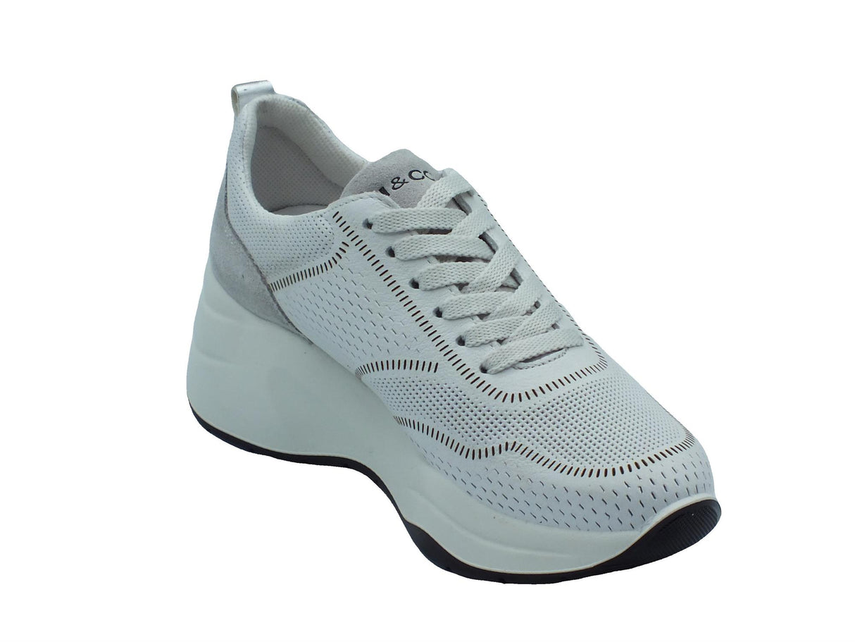 Igi&Co Igi&Co 5664600 Fio Bott Bianco Sneakers per Donna in pelle con zeppa alta Bianco