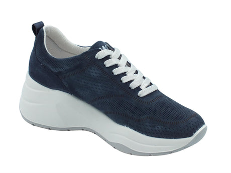 Igi&Co Igi&Co 5664622 Scamosciato Jeans Sneakers per Donna in nabuk blue con zeppa alta Jeans
