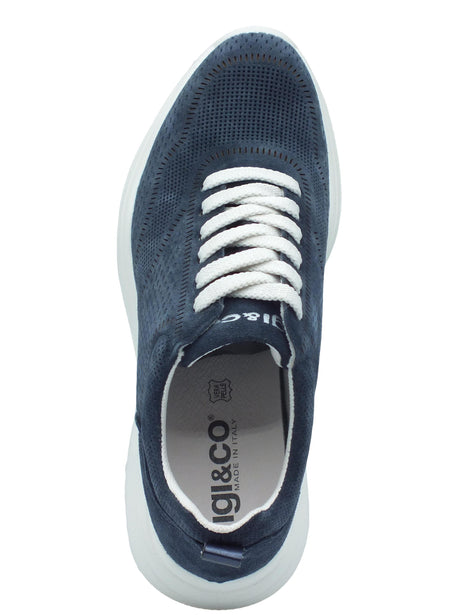 Igi&Co Igi&Co 5664622 Scamosciato Jeans Sneakers per Donna in nabuk blue con zeppa alta Jeans