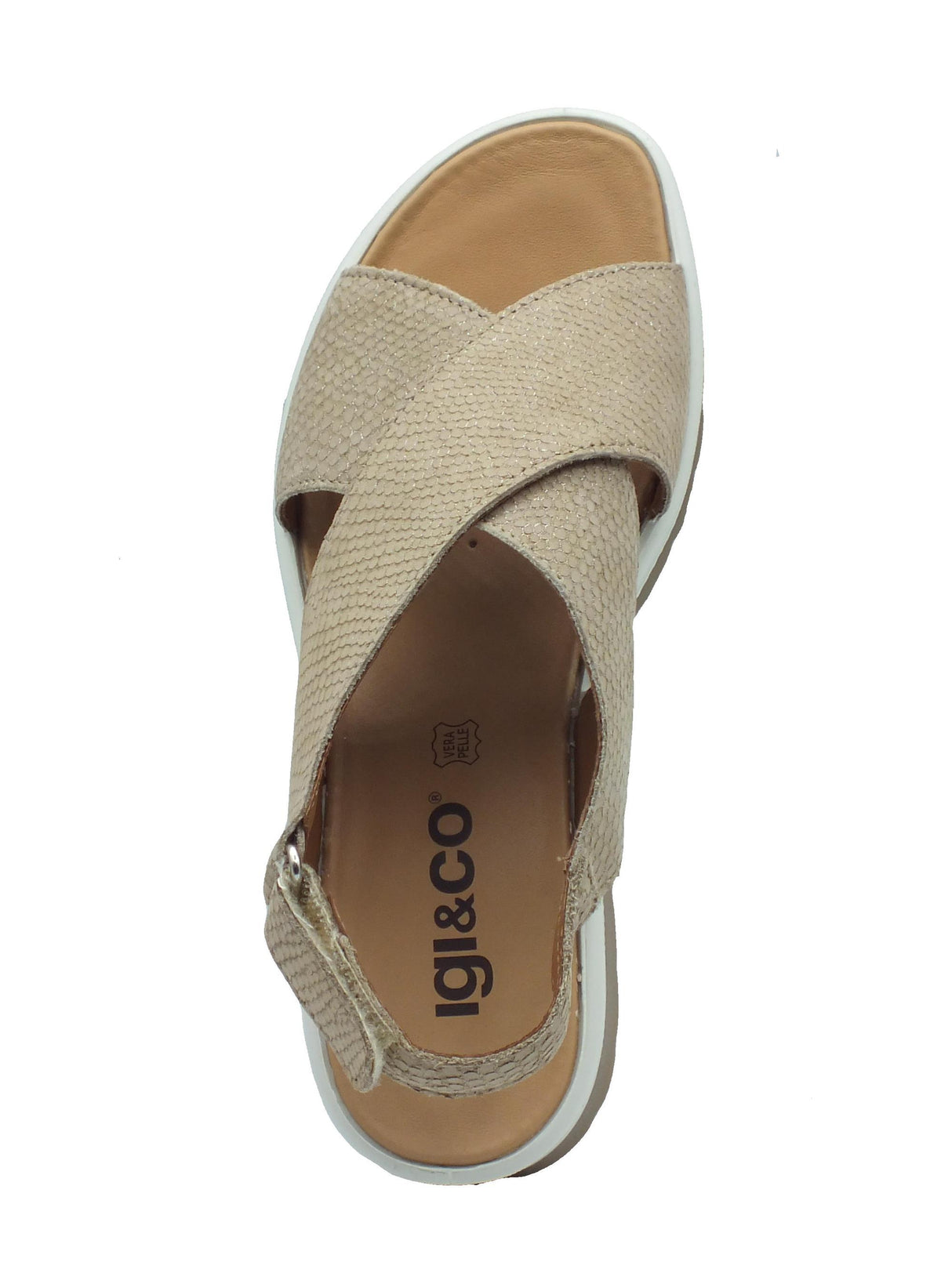 Igi&Co Igi&Co 5667333 Nabuk Taupe Sandali per Donna in pelle squamata con zeppa alta Taupe