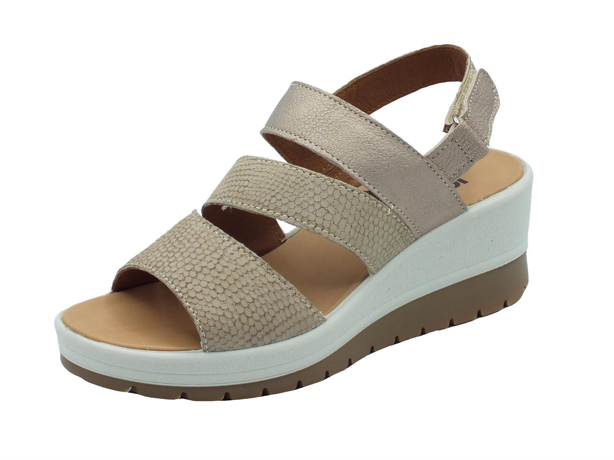 Igi&Co Igi&Co 5667422 Nabuk Taupe Sandali per Donna in pelle liscia e squamata con zeppa alta Taupe