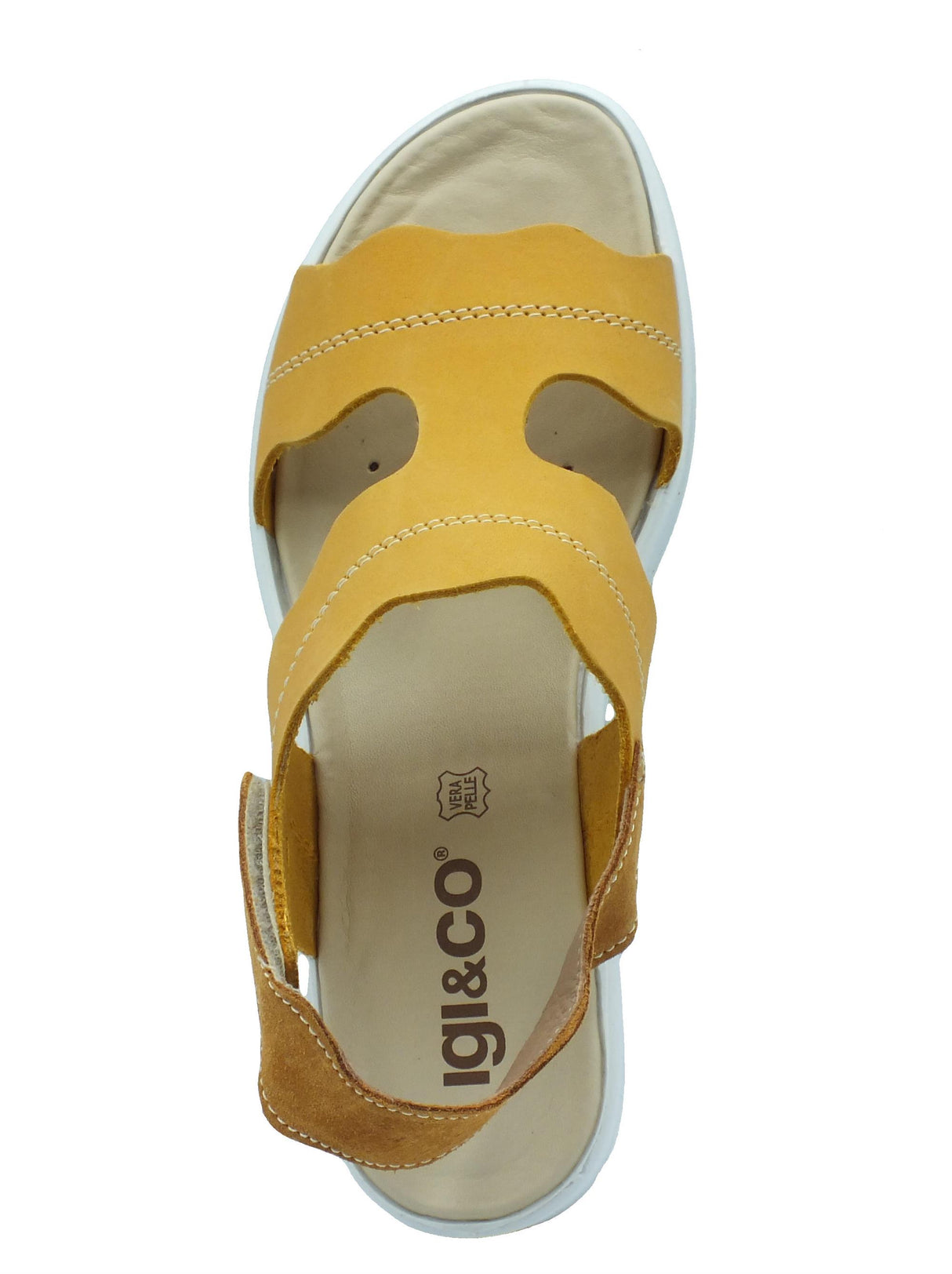 Igi&Co Igi&Co 5668433 Nabuk Liscio Giallo Sandali per Donna con zeppa alta con regolazione a strappo Giallo