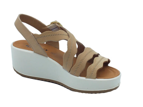 Igi&Co Igi&Co 5668522 Nabuk Liscio Beige Sandali per Donna in pelle con zeppa alta con fibietta Beige