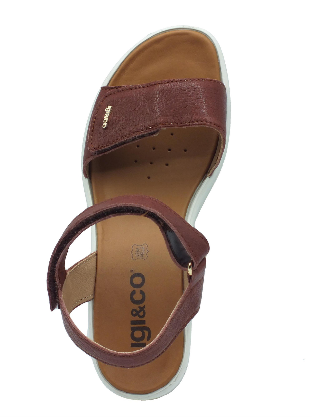 Igi&Co Igi&Co 5668733 Capra Tamponata Marrone Sandali per Donna con zeppa alta con regolazione a strappo Marrone