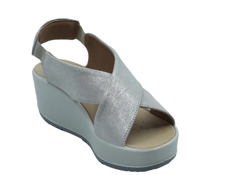 Igi&Co Igi&Co 5668844 Scamosciato Argento Sandali per Donna in pelle brillantinata con zeppa alta Argento