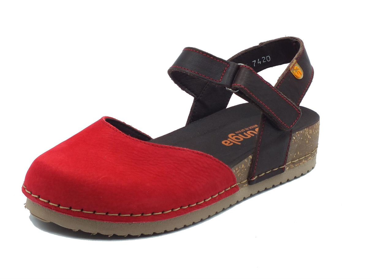 Jungla Jungla 7420 Reims Sandali per Donna in pelle rossa e marrone con chiusura a strappo Reims Ferrari