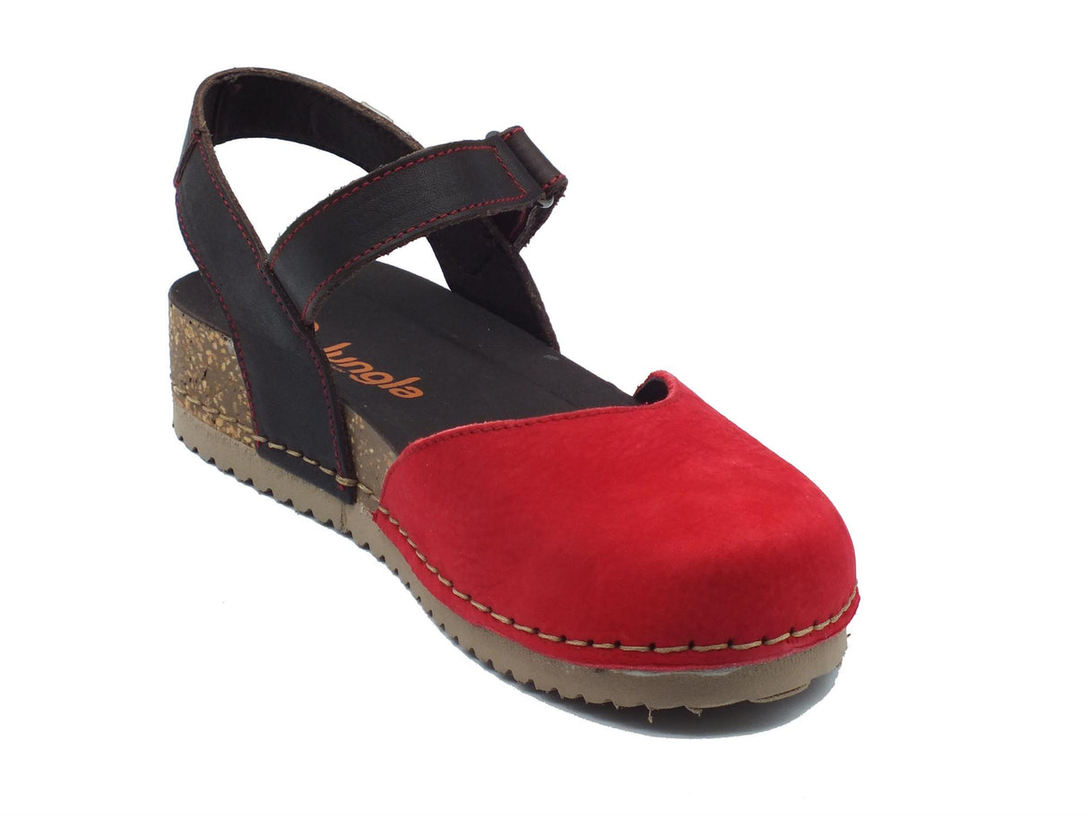 Jungla Jungla 7420 Reims Sandali per Donna in pelle rossa e marrone con chiusura a strappo Reims Ferrari