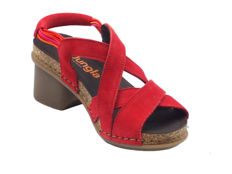 Jungla Jungla 8203 Reims Sandali con tacco alto per Donna in nabuk rossa con elastici Reims Ferrari