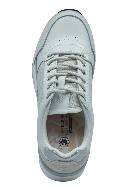 Lumberjack Lumberjack Siria SWI6312 White Sneakers per Donna in pelle e tessuto con zeppa e lacci White