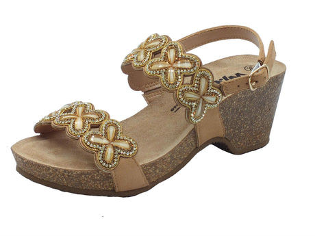 Melluso Melluso Walk 018132 Carne Sandali per Donna in tessuto carne con strass beige e tacco alto Carne