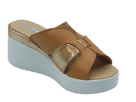 Melluso Melluso Walk 019218 Cuoio Sandali scalsati per Donna in pelle con zeppa alta Cuoio