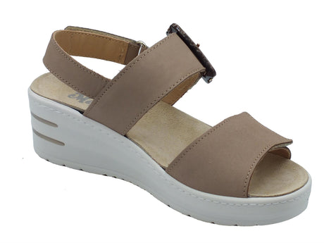 Melluso Melluso 019227 Corda Sandali confort per Donna in scamosciato Beige con zeppa media Corda
