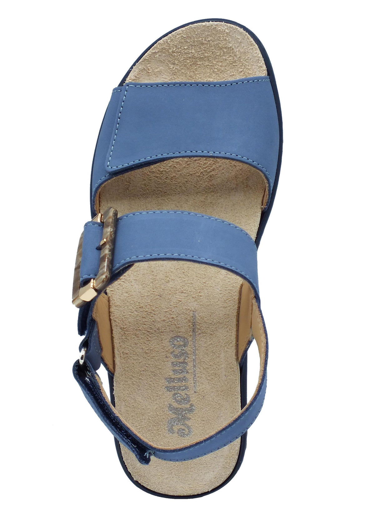 Melluso Melluso 019227 Jeans Sandali confort per Donna in scamosciato Blu con zeppa media Jeans