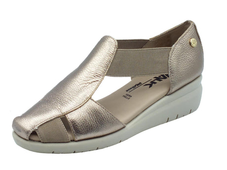 Melluso Melluso Walk K55399 Alba Mocassini per Donna in pelle oro con elastici e zeppa bassa Alba