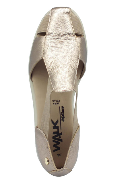 Melluso Melluso Walk K55399 Alba Mocassini per Donna in pelle oro con elastici e zeppa bassa Alba