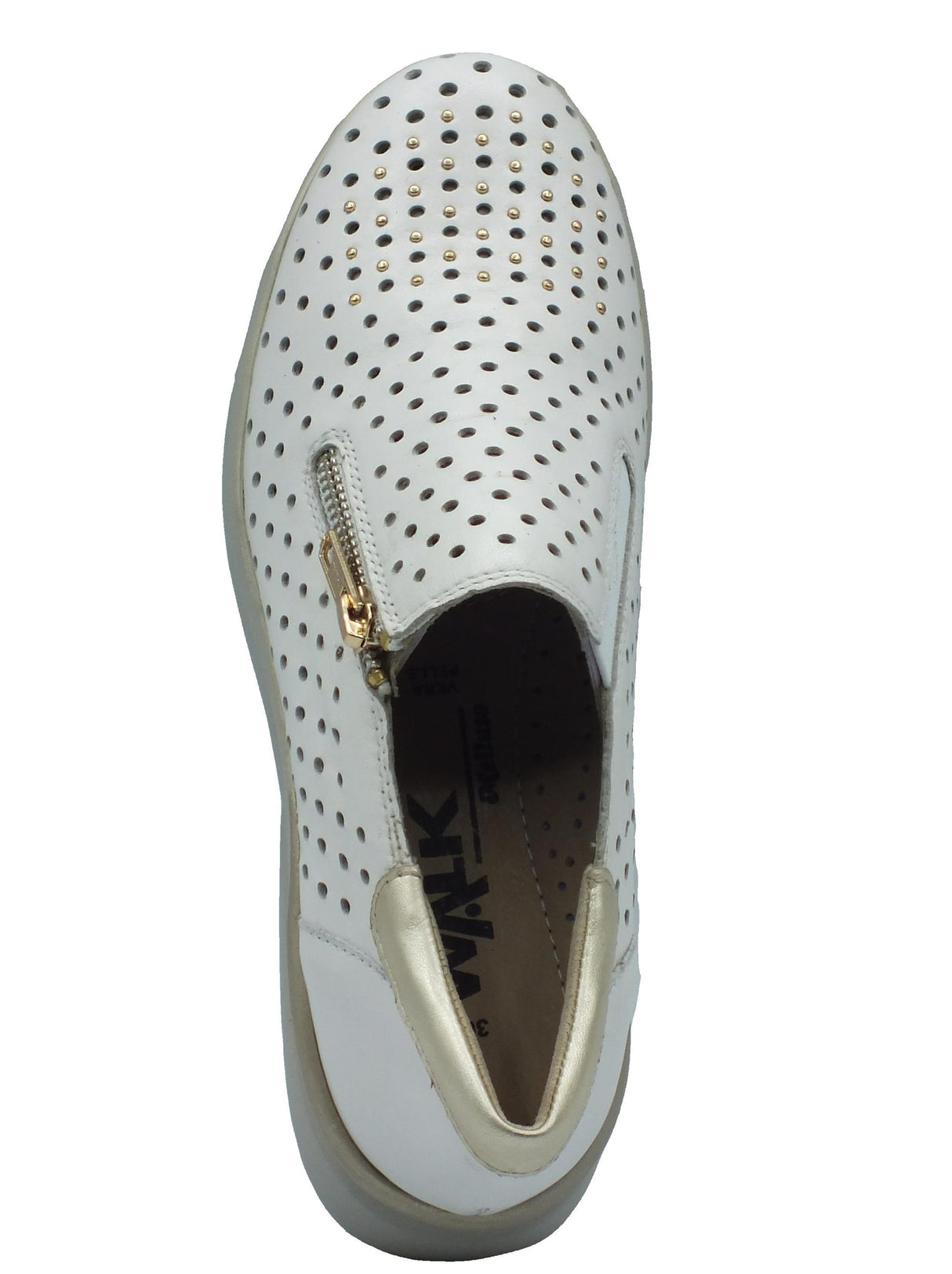 Melluso Melluso Walk K55432 Bianco Mocassini confort per Donna in pelle con mezza lampo e zeppa Bianco
