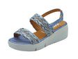 Melluso Melluso R80115 Ischia Jeans Sandali per Donna in tessuto blu con zeppa alta Ischia Jeans