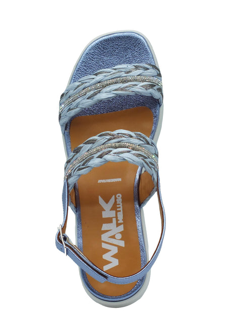 Melluso Melluso R80115 Ischia Jeans Sandali per Donna in tessuto blu con zeppa alta Ischia Jeans