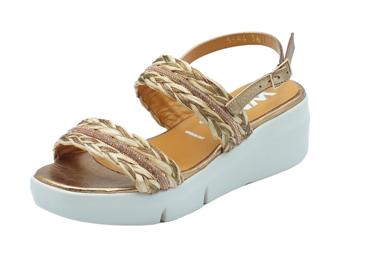 Melluso Melluso R80115 Ischia Nude Sandali per Donna in tessuto rosa con zeppa alta Ischia Nude