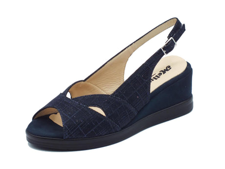 Melluso Melluso R80339 Notte Bianca Sandali per Donna in tessuto brillantinato con zeppa media Notte Bianca