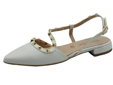 Nacrèe Nacrèe 521T164 CAP Burro Decolte a punta per donna in ecopelle bianca con tacco basso bianco