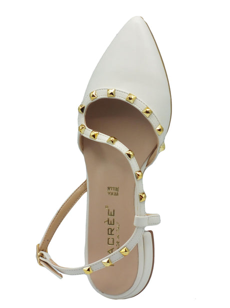 Nacrèe Nacrèe 521T164 CAP Burro Decolte a punta per donna in ecopelle bianca con tacco basso bianco