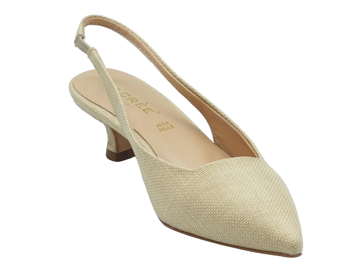 Nacrèe Nacrèe 894M002 OASI Paglia Decolte a punta per donna in tessuto beige con tacco basso beige