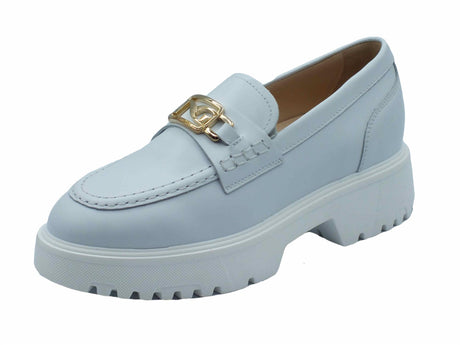 Nero Giardini NeroGiardini E406320D Skipper Bianco Mocassini eleganti per Donna in pelle con zeppa alta Bianco