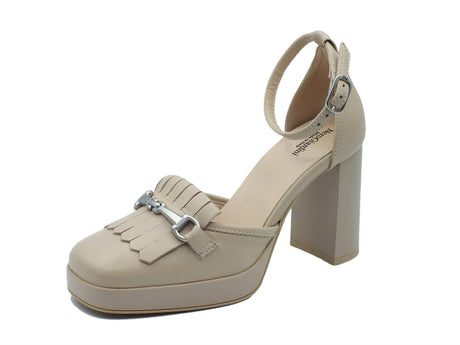 Nero Giardini NeroGiardini E409460D Nappa Lino Decoltè per Donna in pelle con cinturino e tacco alto Lino