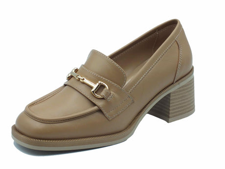 Nero Giardini NeroGiardini E409610D Nappa Corda Mocassini eleganti Donna pelle marrone chiaro con tacco medio marrone