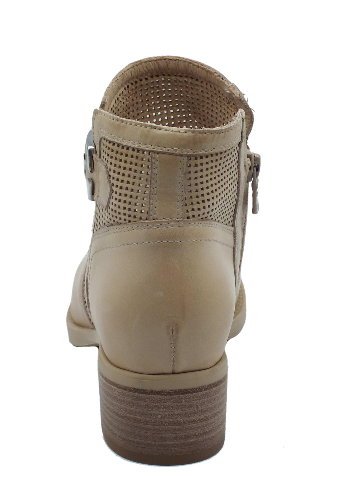 Nero Giardini NeroGiardini E409710D Rio Champagne Tronchetti con tacco basso Donna pelle traforata lampo champagne