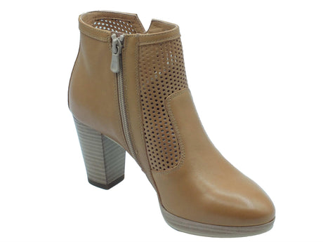 Nero Giardini NeroGiardini E409720D Cuoio Tronchetti con tacco alto Donna pelle traforata lampo Cuoio