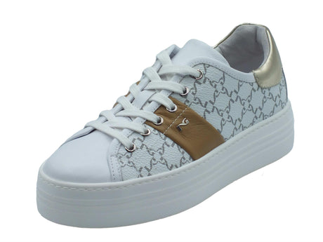 Nero Giardini NeroGiardini E409954D Cile Giove Bianco Sneakers Sportive per Donna in pelle rugata con zeppa bassa Bianco