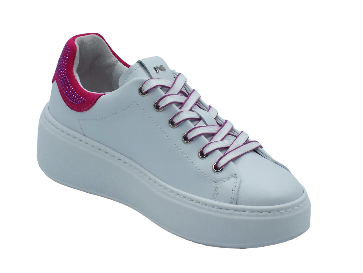 Nero Giardini NeroGiardini E409980D Skipper Bianco Fuxia Sneakers per Donna in pelle con strass Bianco Fuxia