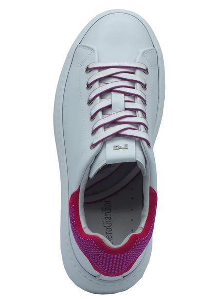 Nero Giardini NeroGiardini E409980D Skipper Bianco Fuxia Sneakers per Donna in pelle con strass Bianco Fuxia