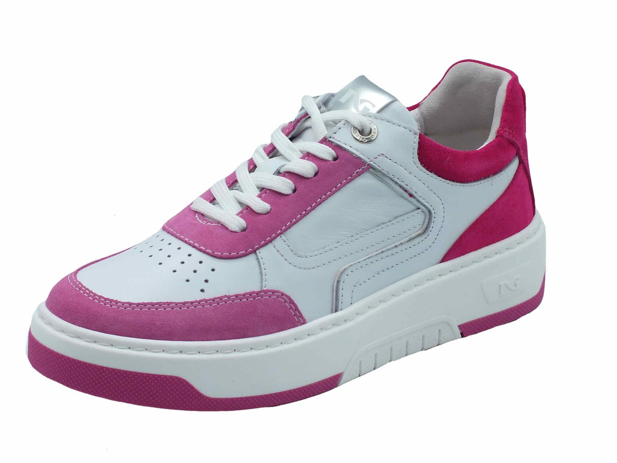 Nero Giardini NeroGiardini E409992D Velour Skipper Bianco Sneakers Donna nabuk rosa pelle bianca con lacci rosa