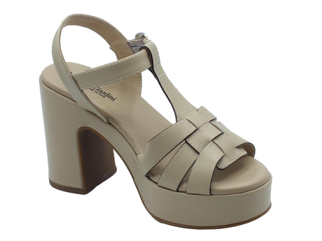 Nero Giardini NeroGiardini E410402D Tamigi Lino Sandali con tacco alto per Donna in pelle e plateau Lino