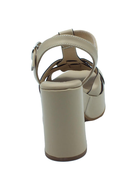 Nero Giardini NeroGiardini E410402D Tamigi Lino Sandali con tacco alto per Donna in pelle e plateau Lino