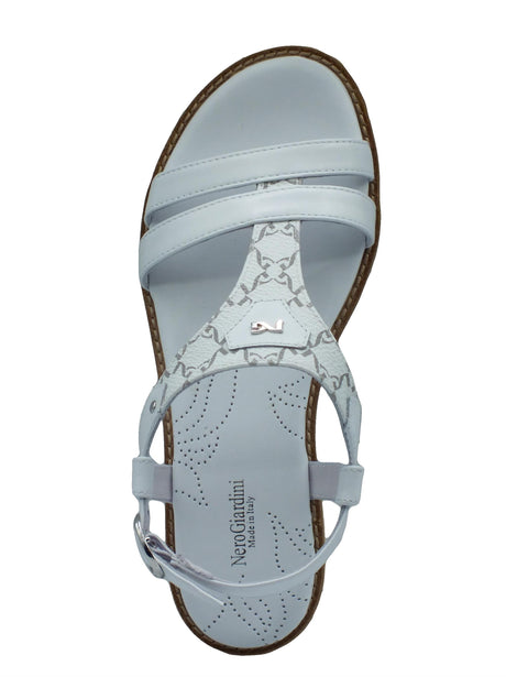 Nero Giardini NeroGiardini E410464D Ramigi Bianco Sandali con tacchetto basso per Donna in pelle Bianco