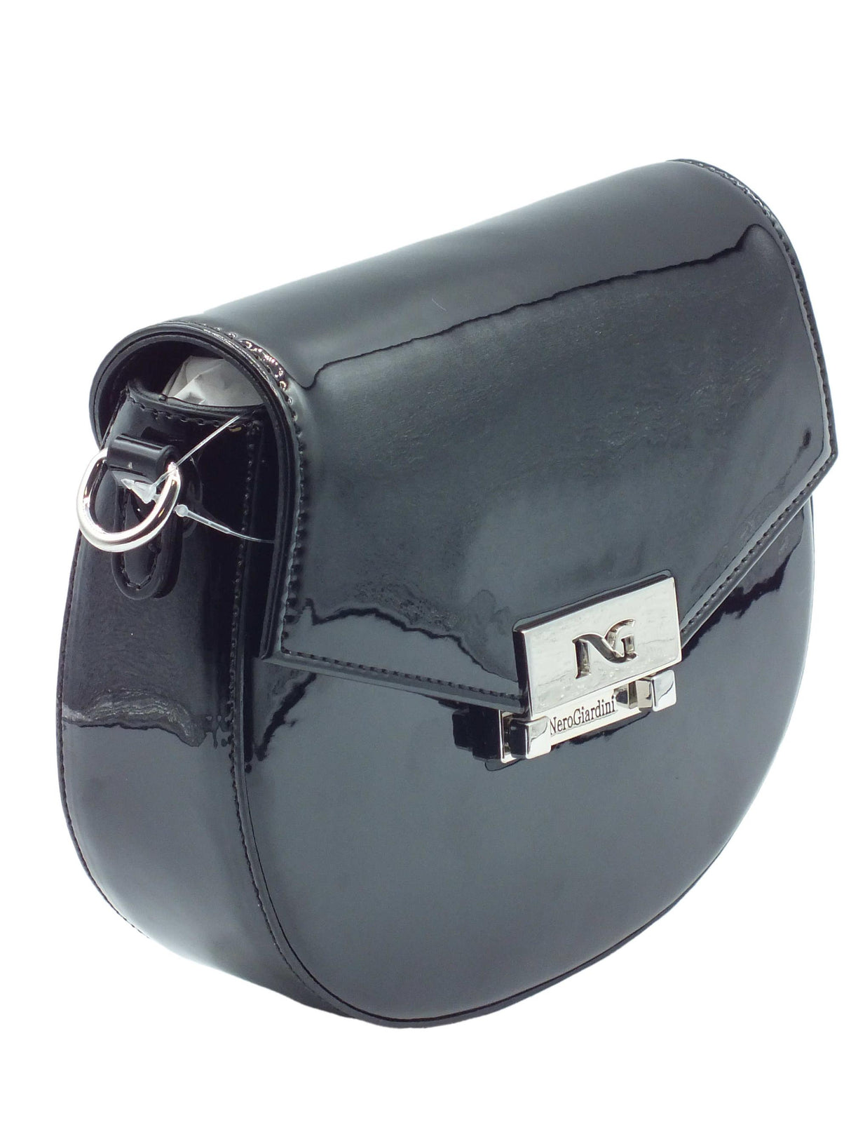 Nero Giardini NeroGiardini E443711D Venus Nero Tracollina in vernice per Donna con pattina e clip Nero