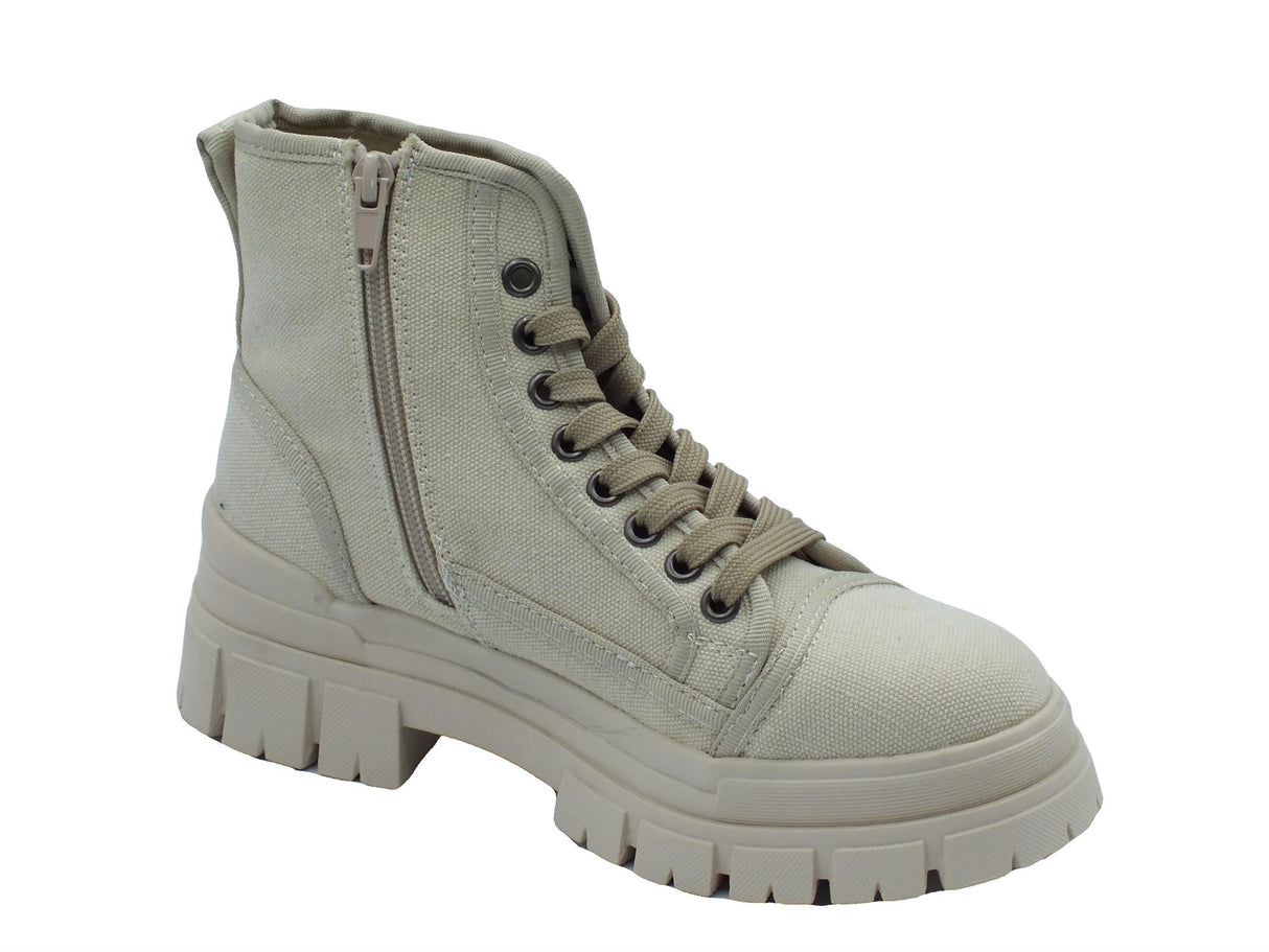 OXS OXS Kyla OXW202200 Off White Anfibi per Donna in tessuto tecnico bianco zeppa alta Off White