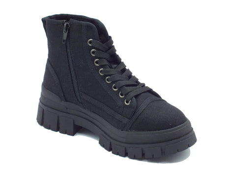 OXS OXS Kyla OXW202201 Black Anfibi per Donna in tessuto tecnico nero zeppa alta Black