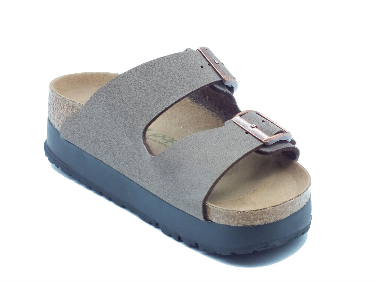 Papillio Papillio 1027417 Arizona Pap Flex Platform Mocca Sandali Donna tesuto vegan doppia fibia zeppa bassa Mocca